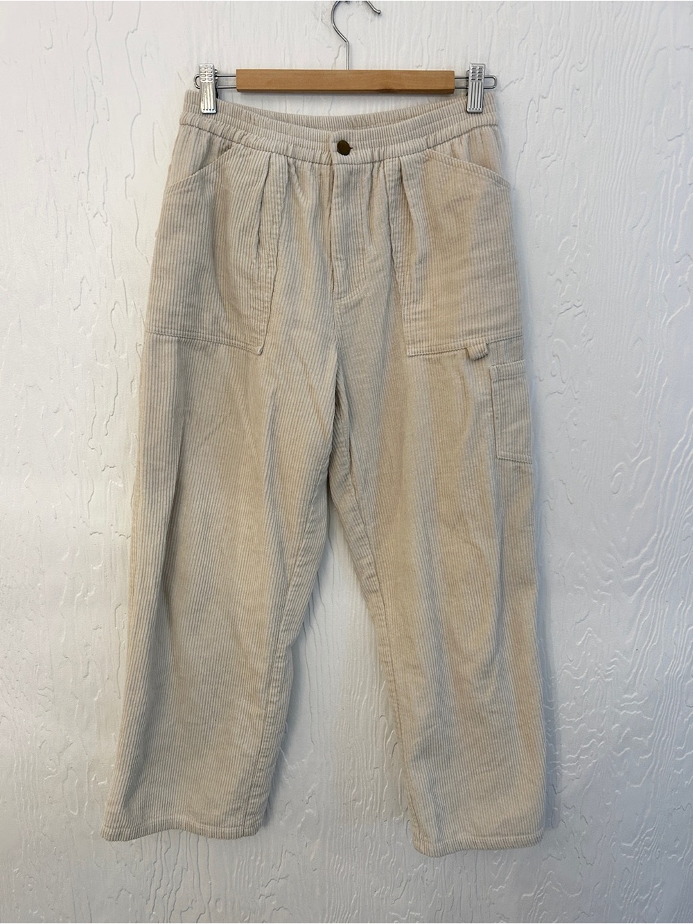 ALTAR'D STATE Cream Corduroy Utility Pants Medmium Relaxed Streetwear Casual